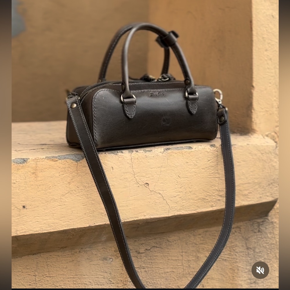 Genuine Leather Handmade Purse with Top Handle and Strap - Picture 1 of 12